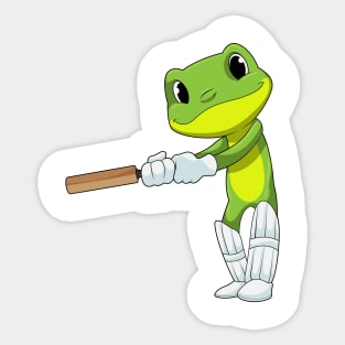 Frog at Cricket with Cricket bat Sticker